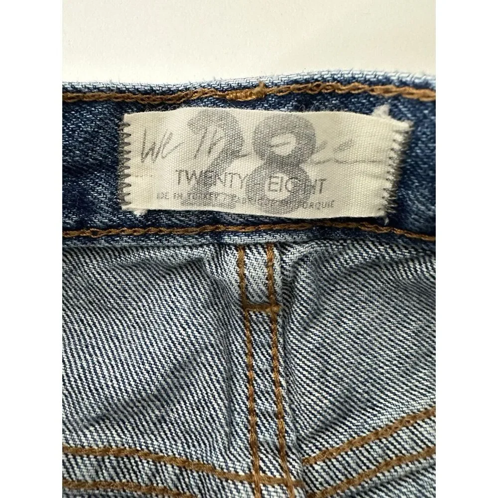 We The‎ Free Jean Shorts Women 28 Blue Denim Distressed Cut Off Button Fly